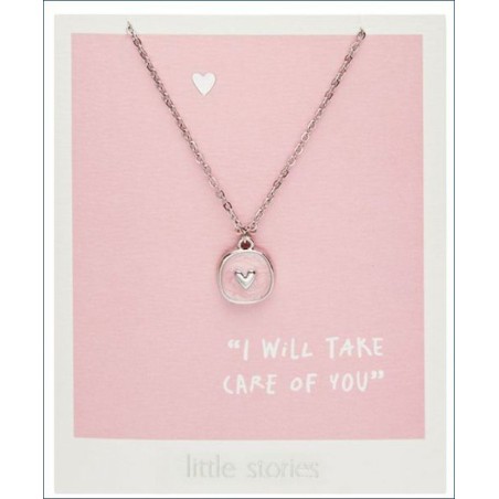 Collier acier (anti allergique) avec pendentif cœur  rose