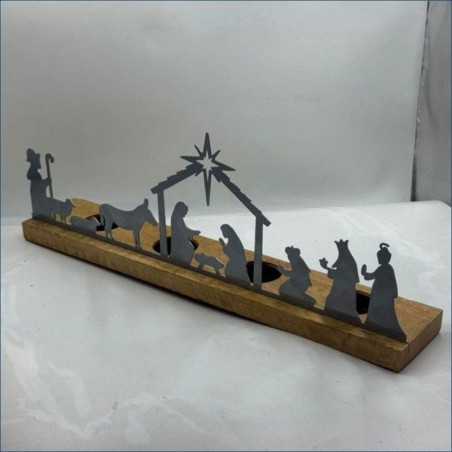 Bougeoir 4 bougies  Barre de l'Avent Argent L:40cm H:15cm 