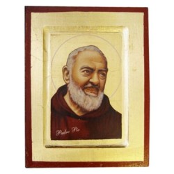 Icône dorée incurvée 14x18cm Padre Pio