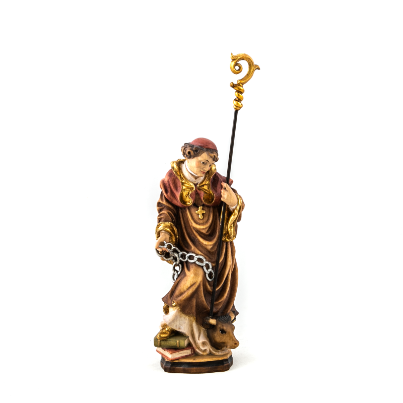 Houten beeld van Sint Leonardus.20 cm