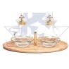 Service Set 2 vases en verre et plateau en bois d'olivier