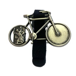 Plaque vélo avec jeton St Christophe et velcro