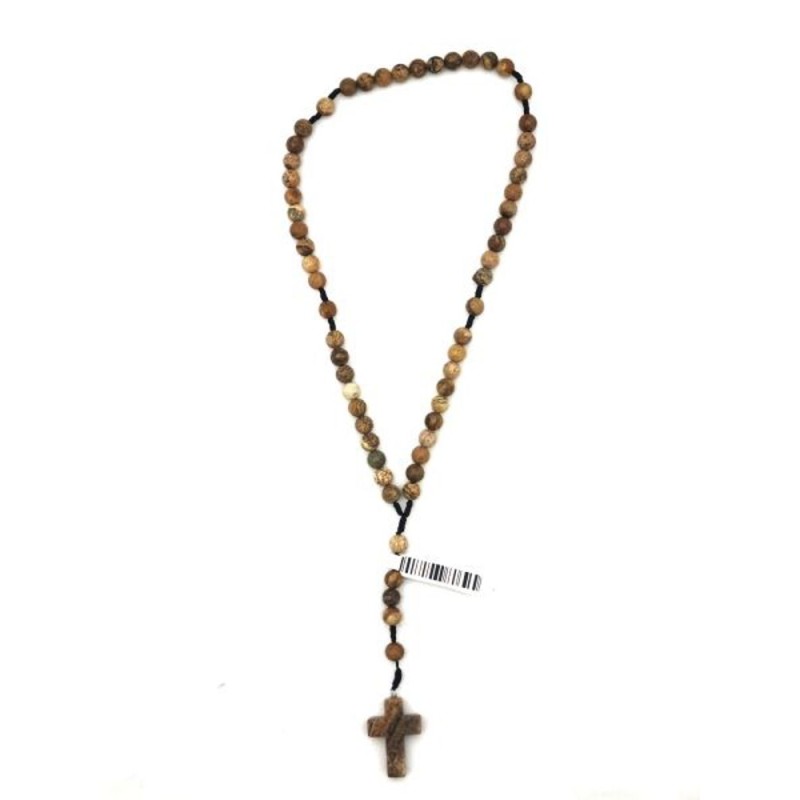 Chapelet perles Jaspe image sur corde 