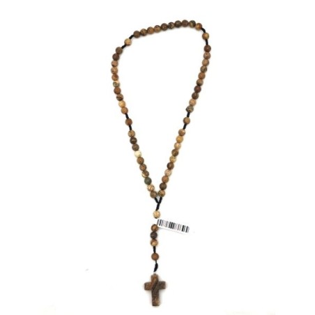 Chapelet perles Jaspe image sur corde 