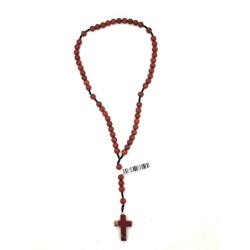 Chapelet perles Jaspe rouge sur corde 