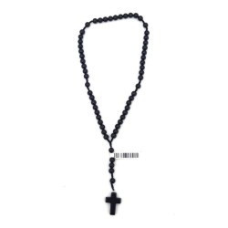 Chapelet perles Onyx noires sur corde 