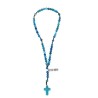 Chapelet perles agate bleue sur corde 