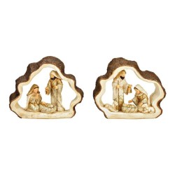 Nativité dans bois 21x17x6cm polystone imit bois modèle gauche ou droite
