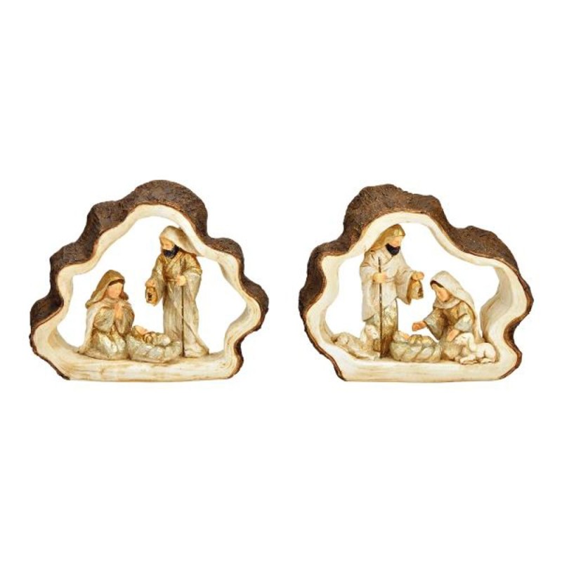 Nativité dans bois 21x17x6cm polystone imit bois modèle gauche ou droite