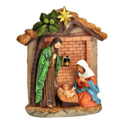 Nativité dans étable 14x11x4cm polystone