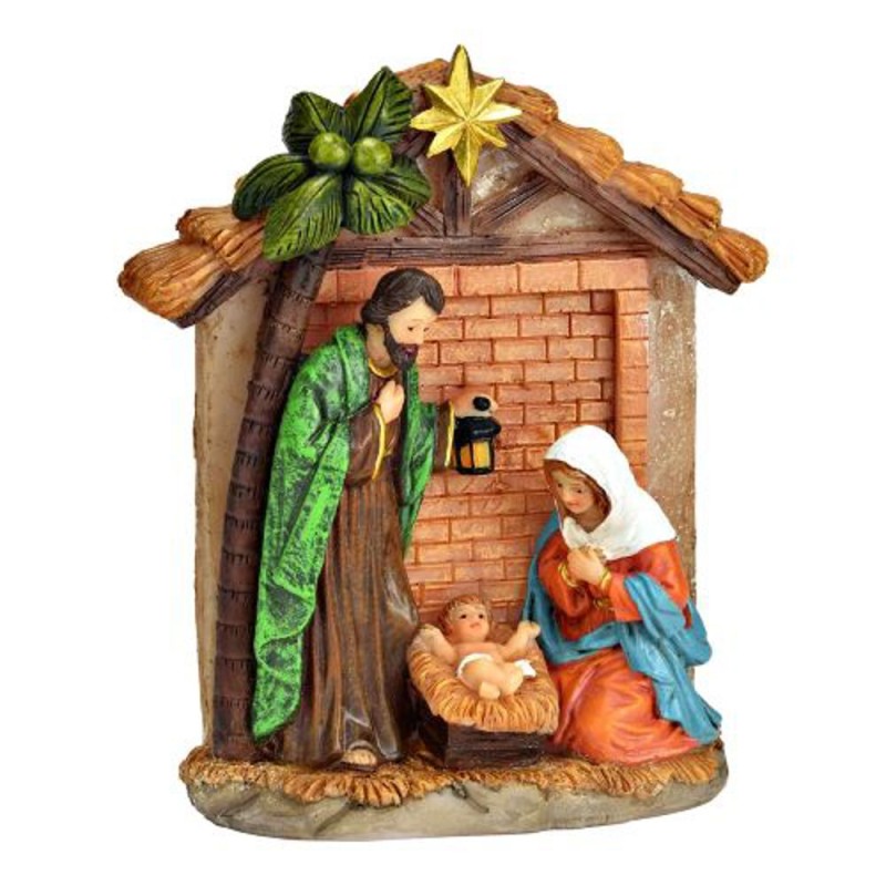 Nativité dans étable 14x11x4cm polystone