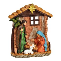 Nativité dans étable 17x13x4cm polystone