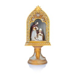 Nativité dans ogive sur pied 26cm