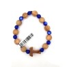 Bracelet en bois d'olivier et perle verre bleue