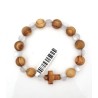 Bracelet en bois d'olivier et perle verre Blanche