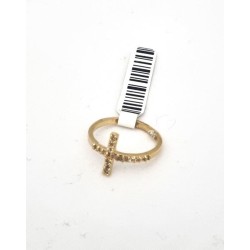 Bague Pl.Or avec croix et strass T:56