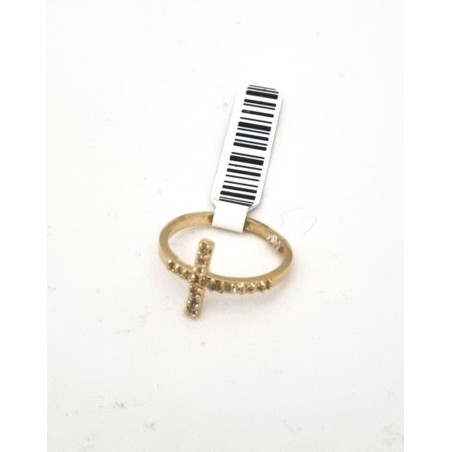 Bague Pl.Or avec croix et strass T:56