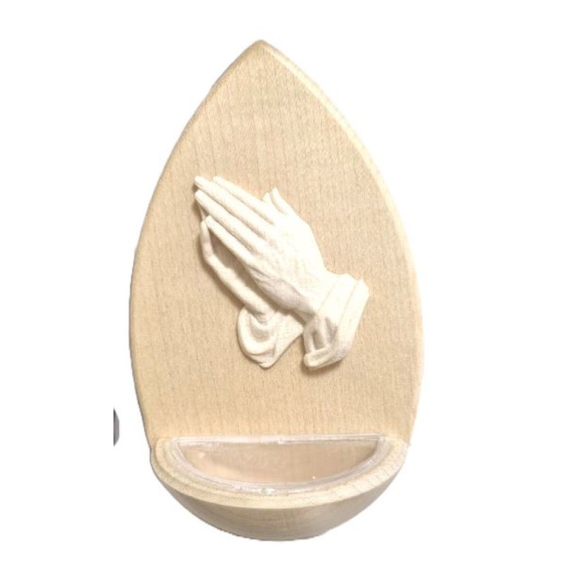 Bénitier en forme de goute  avec mains jointes