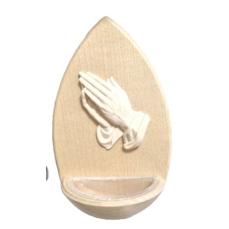 Bénitier en forme de goute  avec mains jointes
