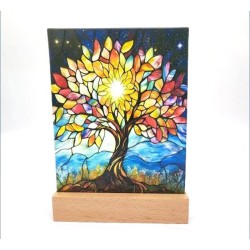 Vitrail bougeoir Arbre de vie 21x15cm
