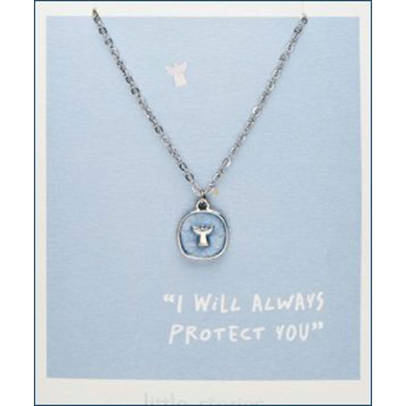 Collier acier (anti allergique) avec pendentif ange bleu