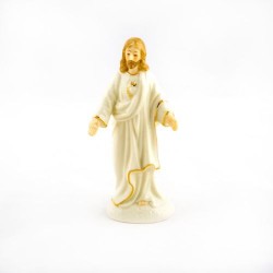 Statue de Jésus Sacré Coeur en porcelaine. 14 cm