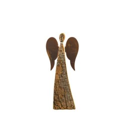 Ange en bois avec ailes en métal. 20 cm