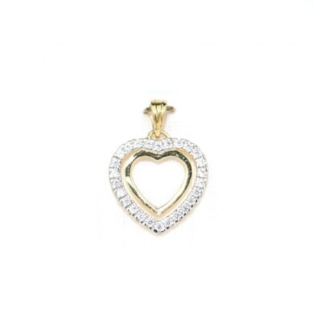 Pendentif coeur en or 14 carats et zircons. 14 mm. 1.36 gr