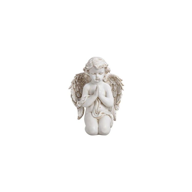 Ange polystone blanc a genoux 20x27x14cm