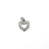 Pendentif coeur en or blanc 14 carats et zircons. 11 mm. 1.4 gr