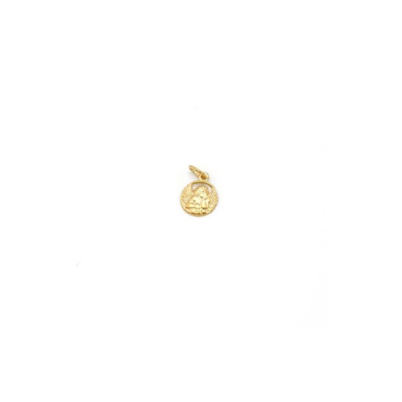 Médaille ange en or 18 carats. 9 mm