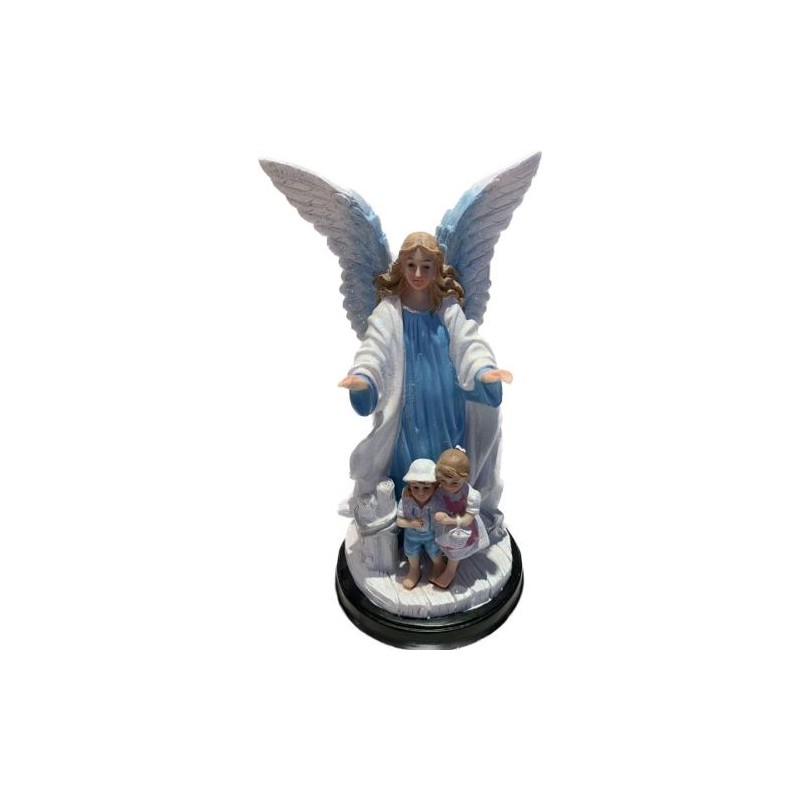 Statue Ange gardien bleu ou rose 24cm résine