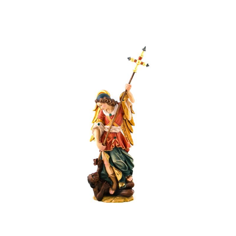 Statue de Saint Michel en bois. 20 cm