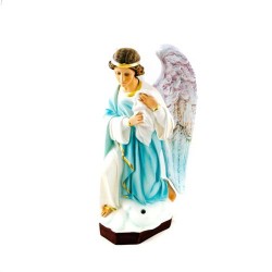 Statue d'un ange tenant un chandelier en résine. 45 cm
