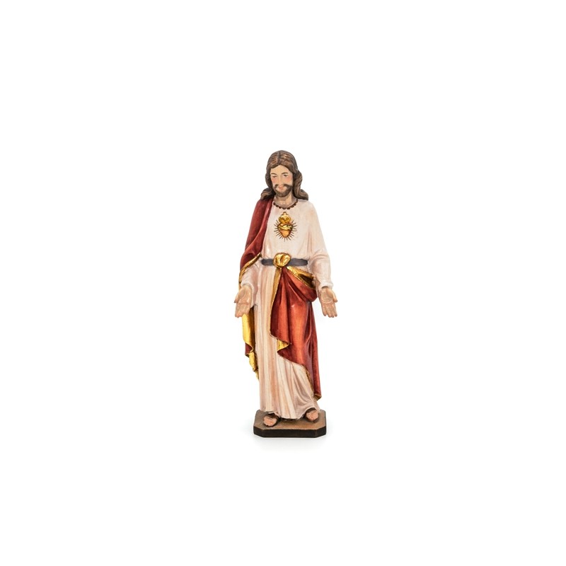 Statue de Jésus Sacré Cœur en bois. 20 cm