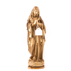 Statue de Notre Dame de Banneux en bois. 30 cm