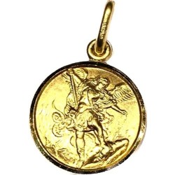 Médaille de Saint Michel en or 18 carats. 15 mm. 2.5 gr