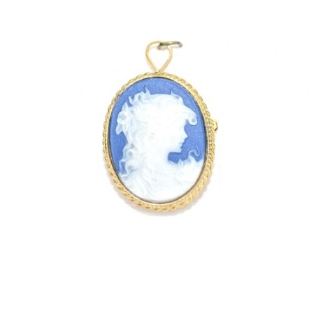 Pendentif broche camée en or 18 carats. 25 mm