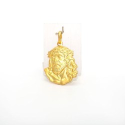 Médaille avec le visage du Christ en plaqué or vermeil. 25 mm