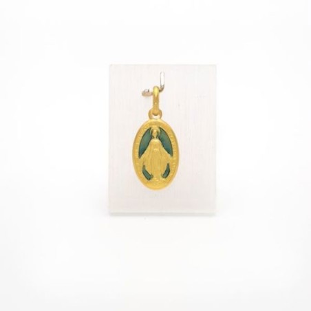 Médaille de la Miraculeuse en plaqué or vermeil et émail. 18 mm