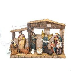 Kerstcrèche van hars. 14 cm