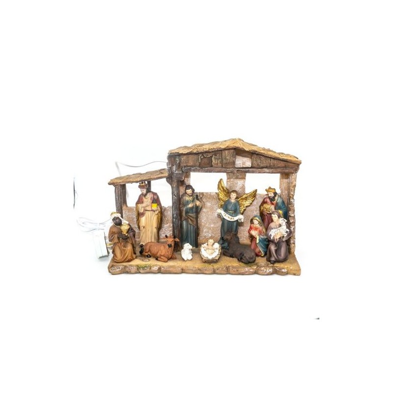 Kerstcrèche van hars. 14 cm