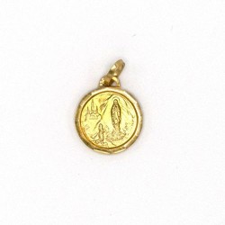 Médaille de l'Apparition de Lourdes en plaqué or. 13 mm