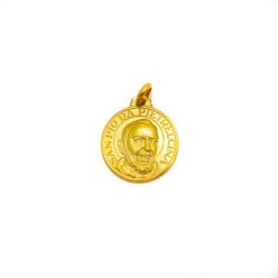Médaille de Padre Pio en plaqué or vermeil. 16 mm