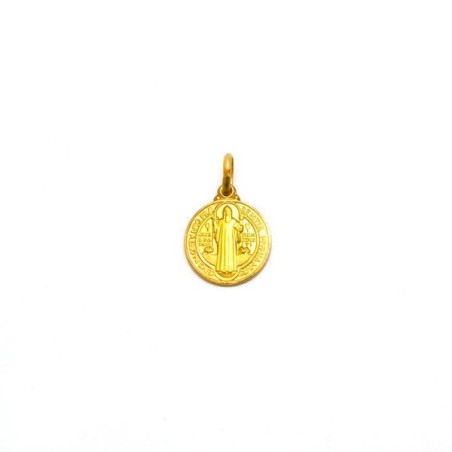 Médaille de Saint Benoit en plaqué or vermeil. 14 mm