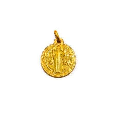 Médaille de Saint Benoit en plaqué or vermeil. 18 mm