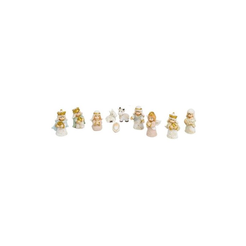 Crèche enfantine 10 sujets 4.8cm résine