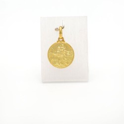 Médaille de Saint Christophe en plaqué or vermeil. 14 mm