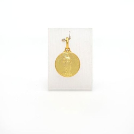 Médaille du Christ Miséricordieux en plaqué or vermeil. 14 mm