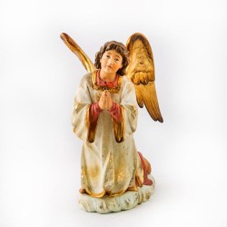 Statue d'un ange à genoux en bois. 30 cm